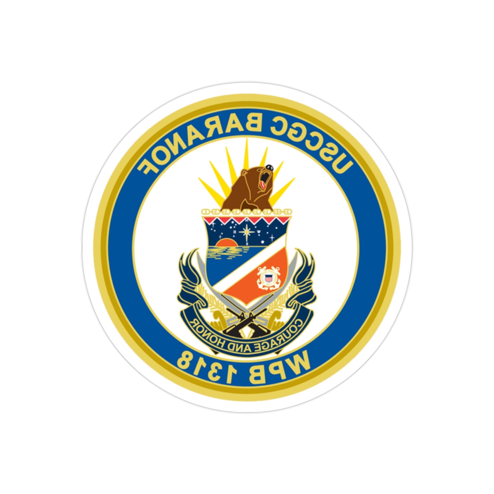 Baranof WPB 1318 (U.S. Coast Guard) REVERSE PRINT Transparent STICKER-2" × 2"-The Sticker Space