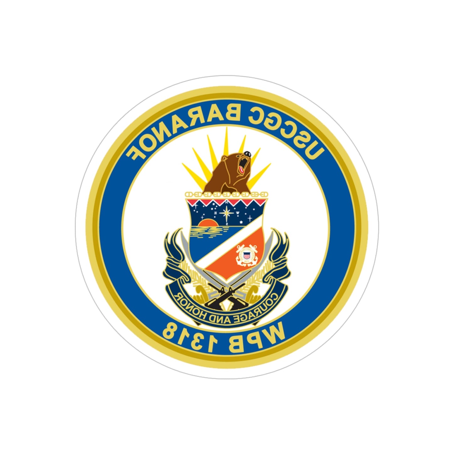 Baranof WPB 1318 (U.S. Coast Guard) REVERSE PRINT Transparent STICKER-5" × 5"-The Sticker Space