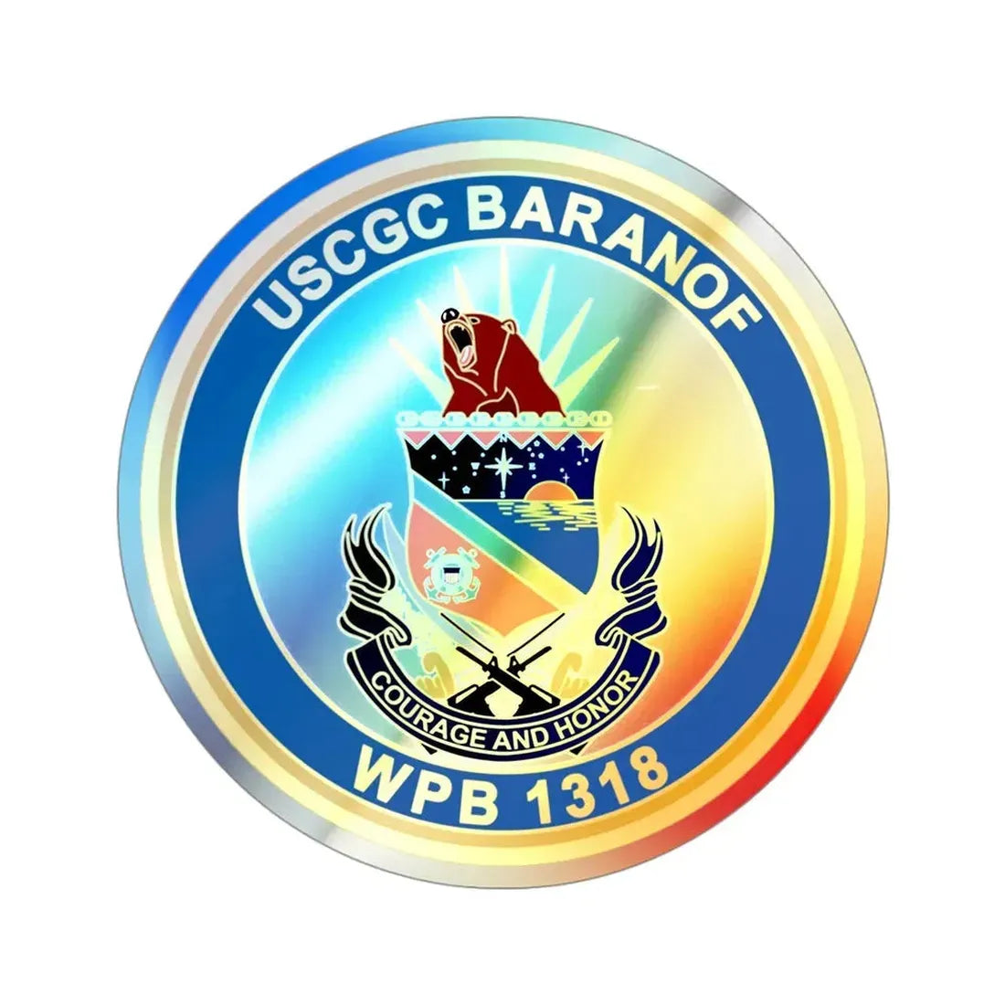 Baranof WPB 1318 (U.S. Coast Guard) Holographic STICKER Die-Cut Vinyl Decal 3 Inch - The Sticker Space
