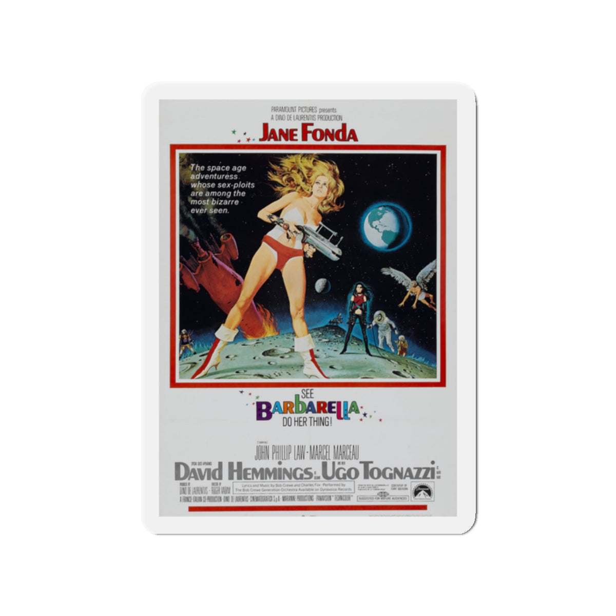 BARBARELLA 1968 Movie Poster - Die-Cut Magnet-2" x 2"-The Sticker Space