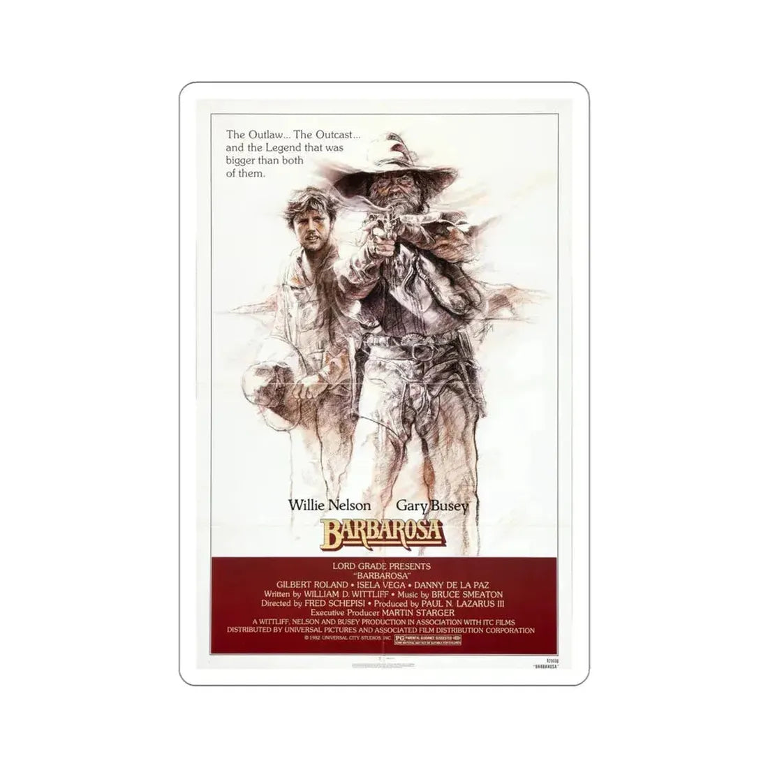 Barbarosa 1982 Movie Poster STICKER Vinyl Die-Cut Decal 4 Inch - The Sticker Space