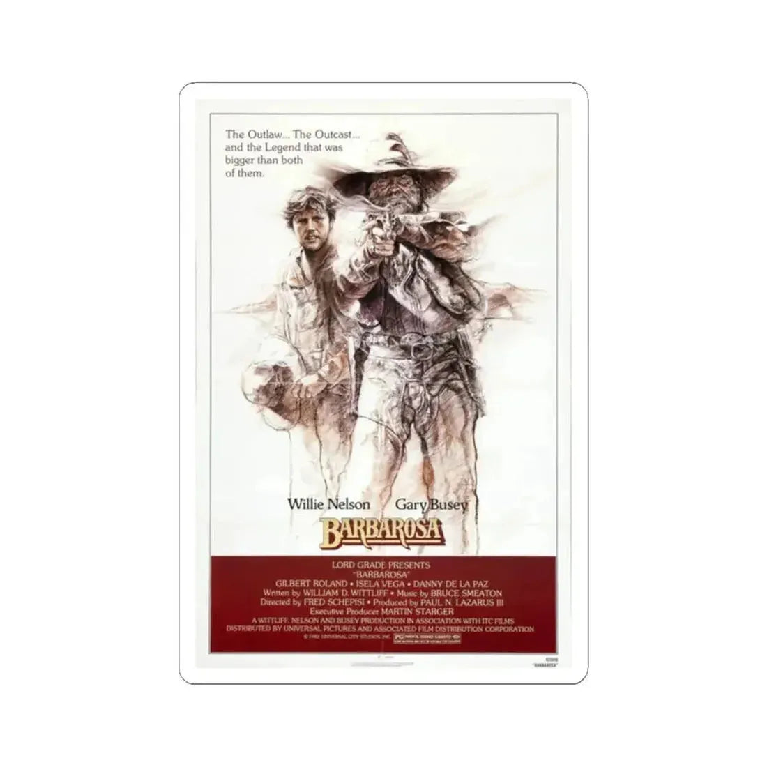 Barbarosa 1982 Movie Poster - STICKER Vinyl Kiss-Cut Decal 2 Inch White - The Sticker Space