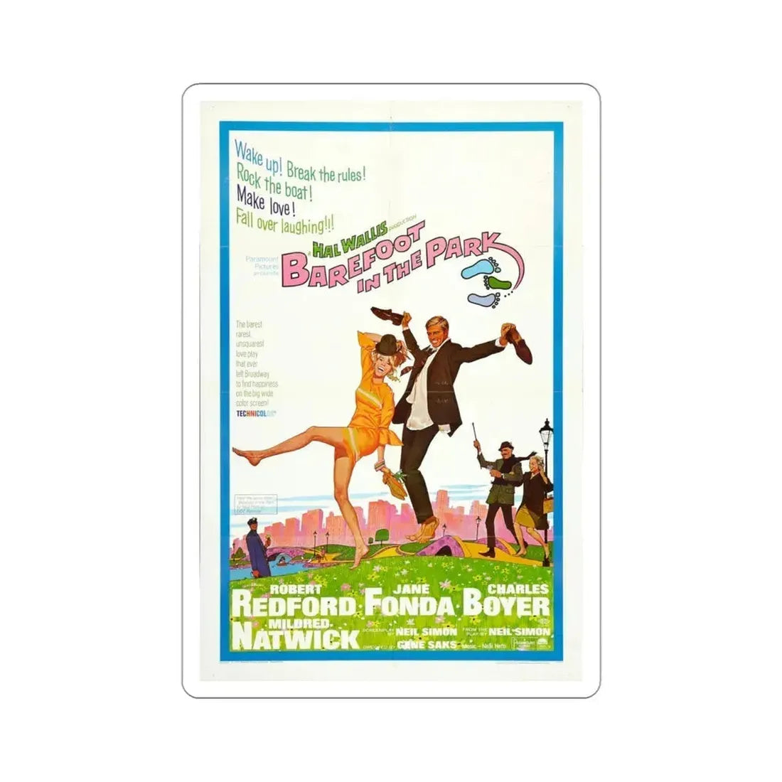 Barefoot in the Park 1967 Movie Poster STICKER Vinyl Die-Cut Decal 4 Inch - The Sticker Space