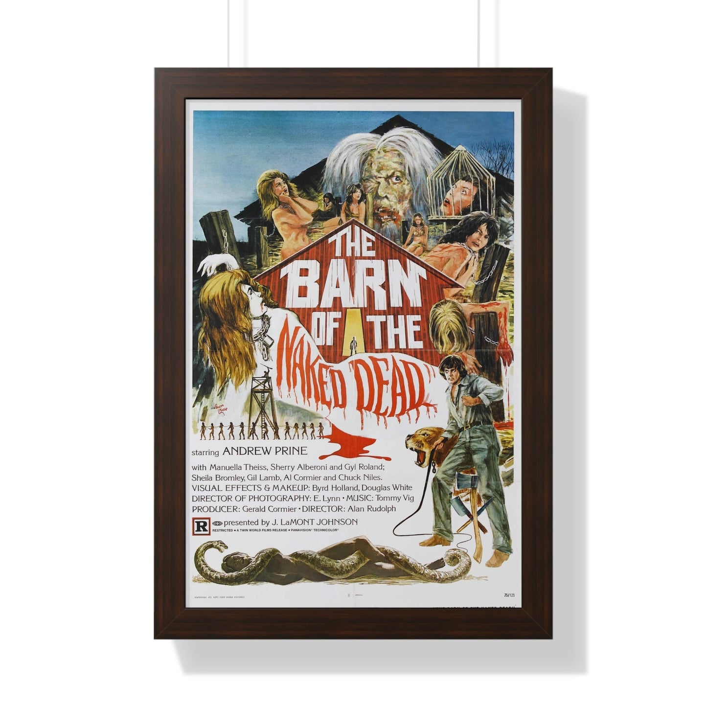 BARN OF THE NAKED DEAD 1974 - Framed Movie Poster-16″ x 24″-The Sticker Space