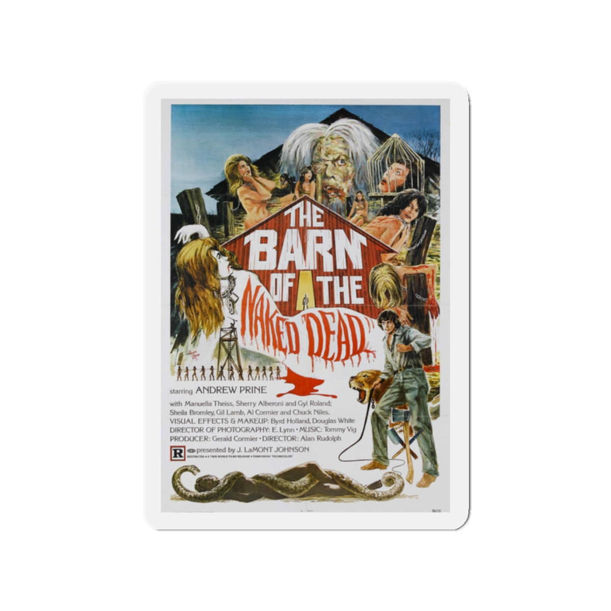 BARN OF THE NAKED DEAD 1974 Movie Poster - Die-Cut Magnet-2" x 2"-The Sticker Space