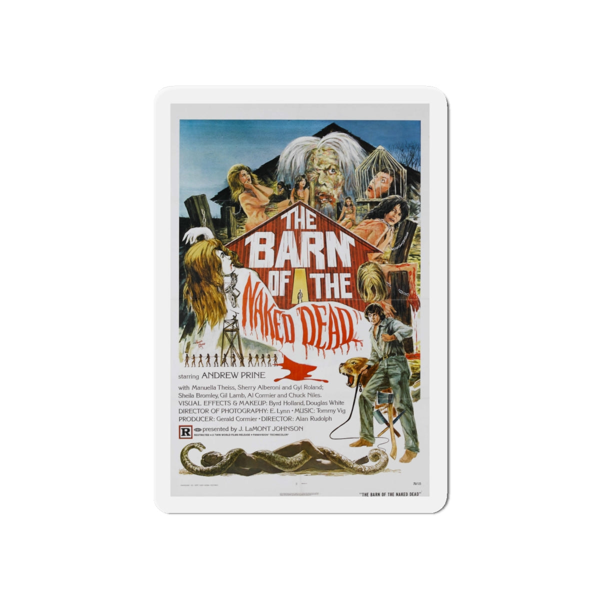 BARN OF THE NAKED DEAD 1974 Movie Poster - Die-Cut Magnet-5" x 5"-The Sticker Space