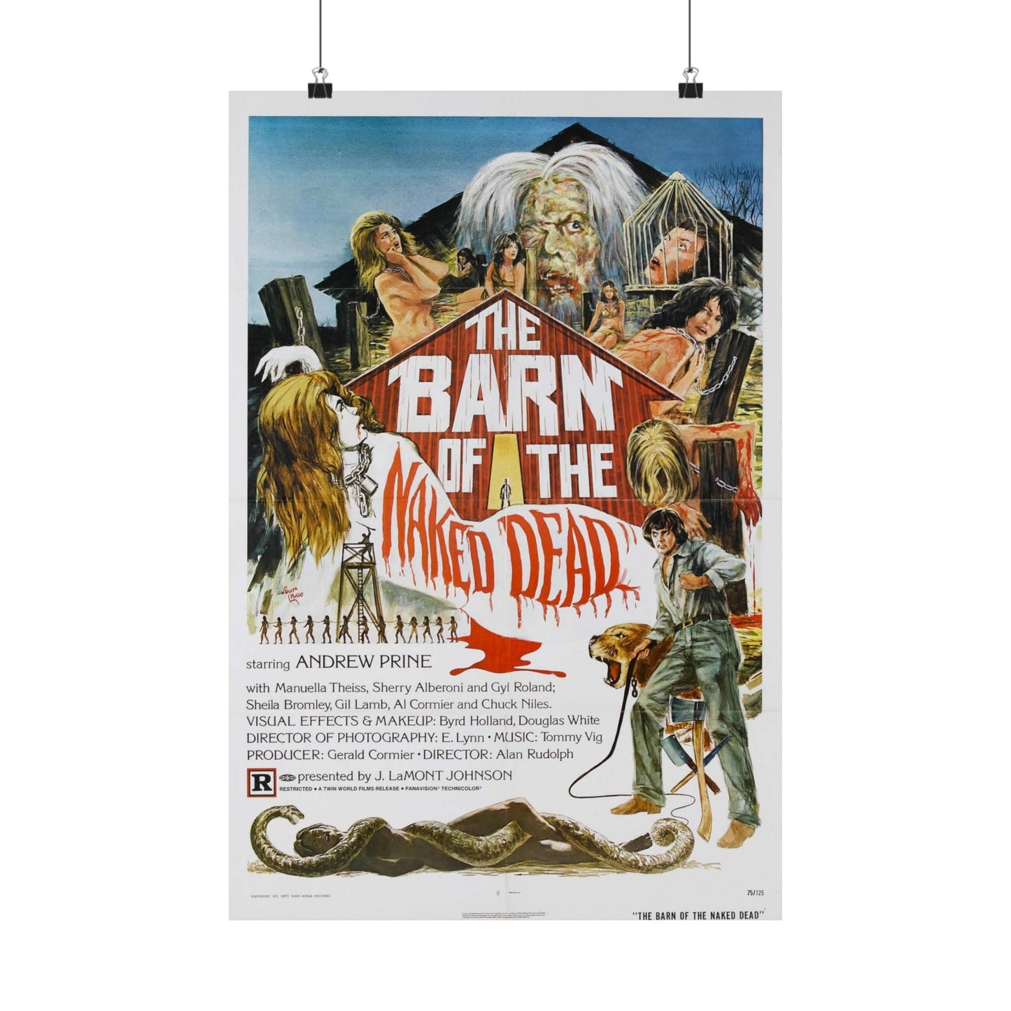 BARN OF THE NAKED DEAD 1974 - Paper Movie Poster-16″ x 24″-The Sticker Space