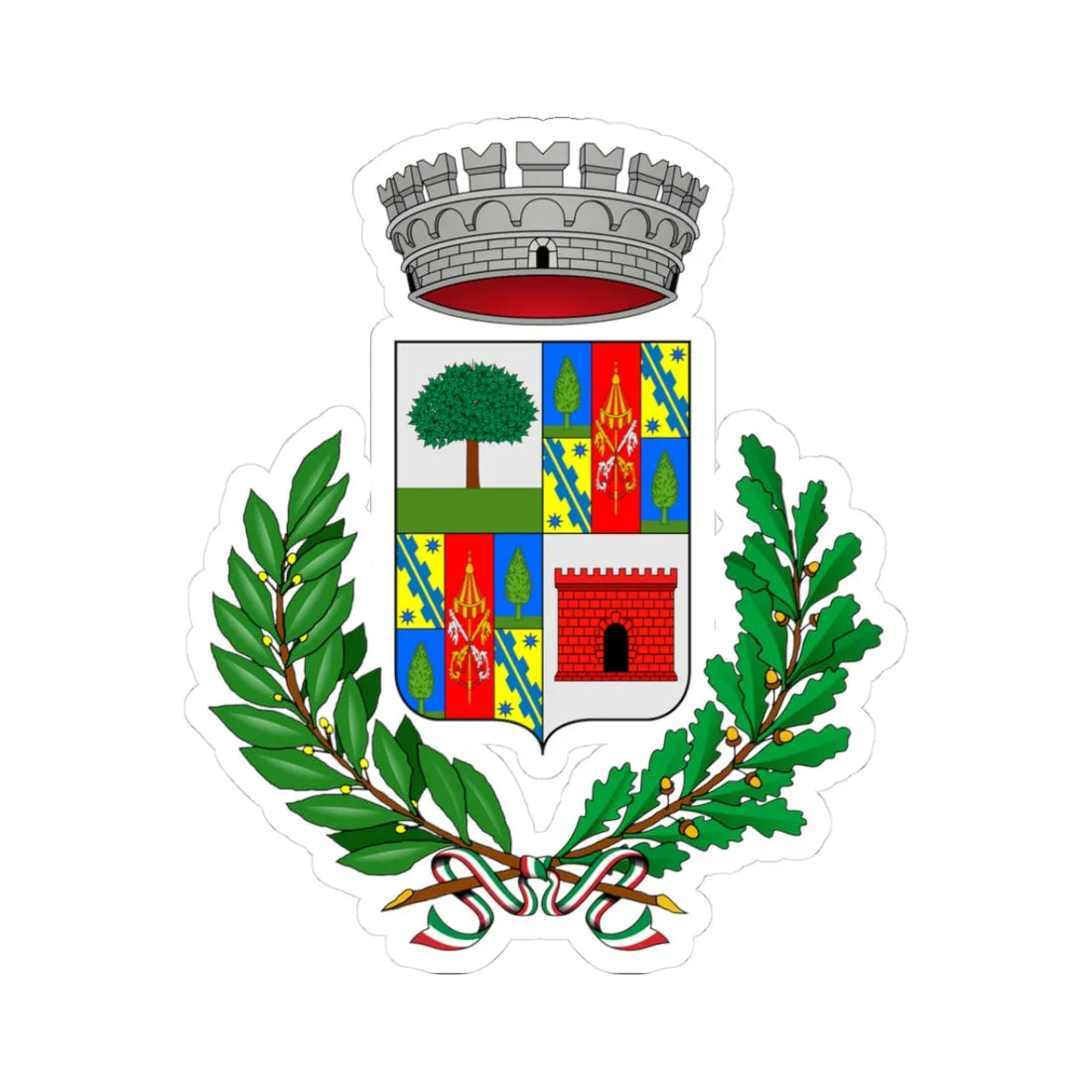 Barni-Stemma (Italy) (Coat of Arms) STICKER Vinyl Kiss-Cut Decal 3 Inch White - The Sticker Space