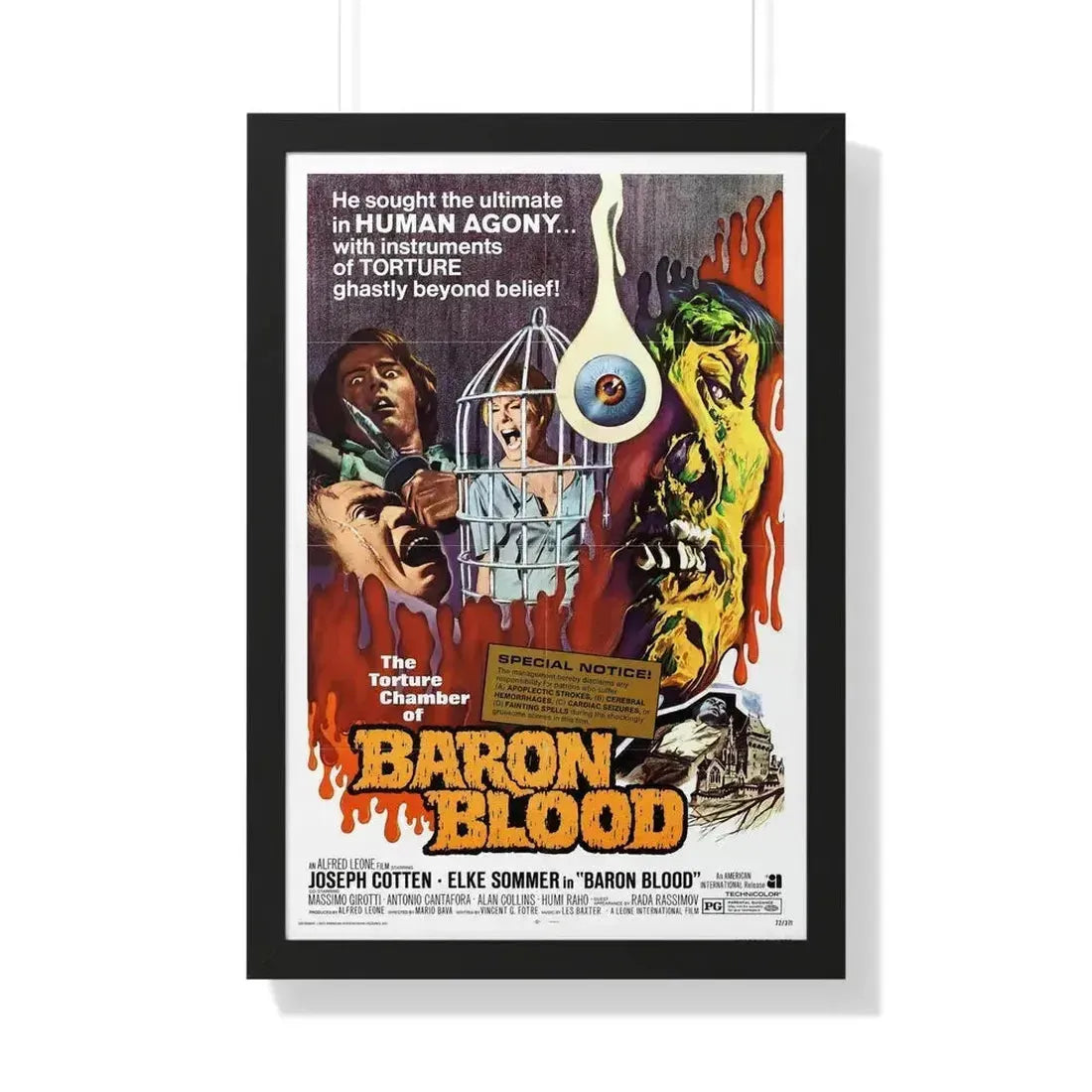 BARON BLOOD 1972 - Framed Movie Poster 20" x 30" Black - The Sticker Space