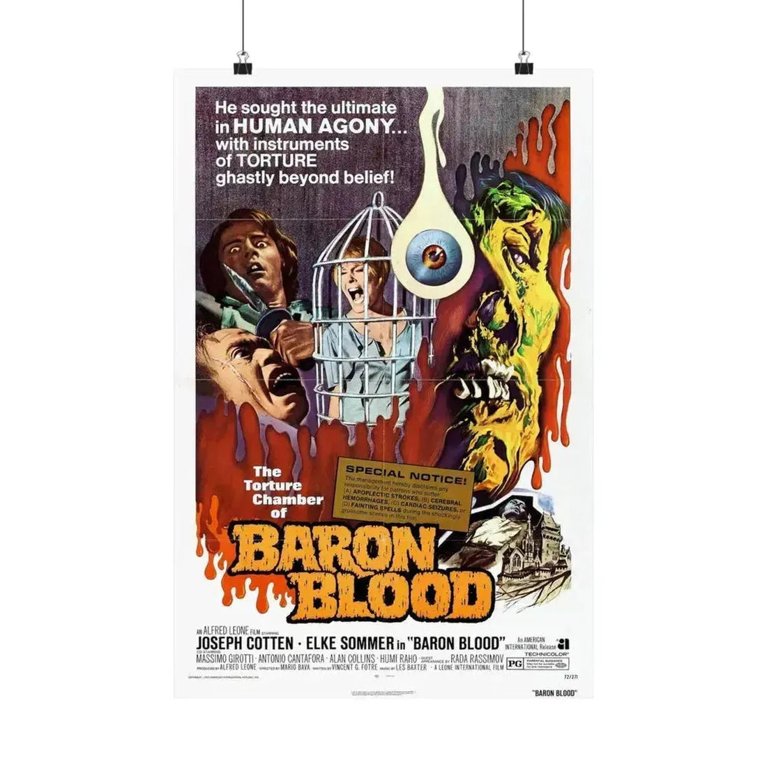 BARON BLOOD 1972 - Paper Movie Poster 16″ x 24″ Matte - The Sticker Space