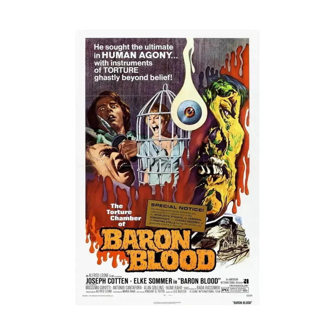 BARON BLOOD 1972 - Paper Movie Poster - The Sticker Space