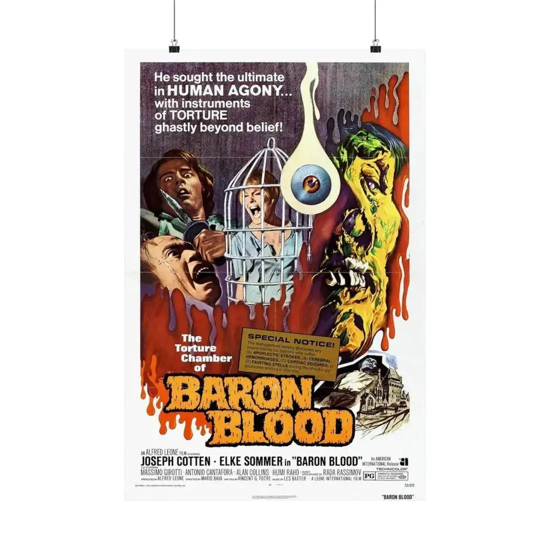 BARON BLOOD 1972 - Paper Movie Poster - The Sticker Space