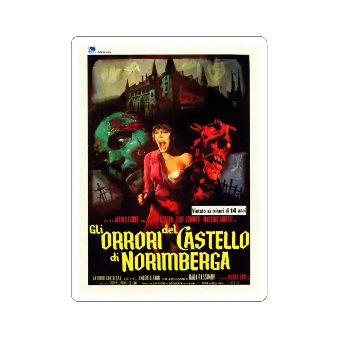 BARON BLOOD (ITALIAN) 1972 Movie Poster - STICKER Vinyl Kiss-Cut Decal 4 Inch White - The Sticker Space