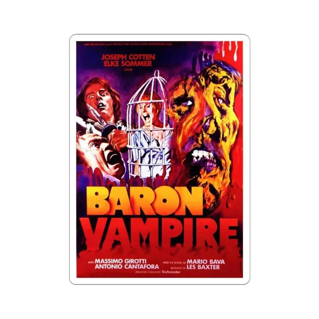 BARON VAMPIRE (BARON BLOOD) 1972 Movie Poster - STICKER Vinyl Kiss-Cut Decal 4 Inch White - The Sticker Space