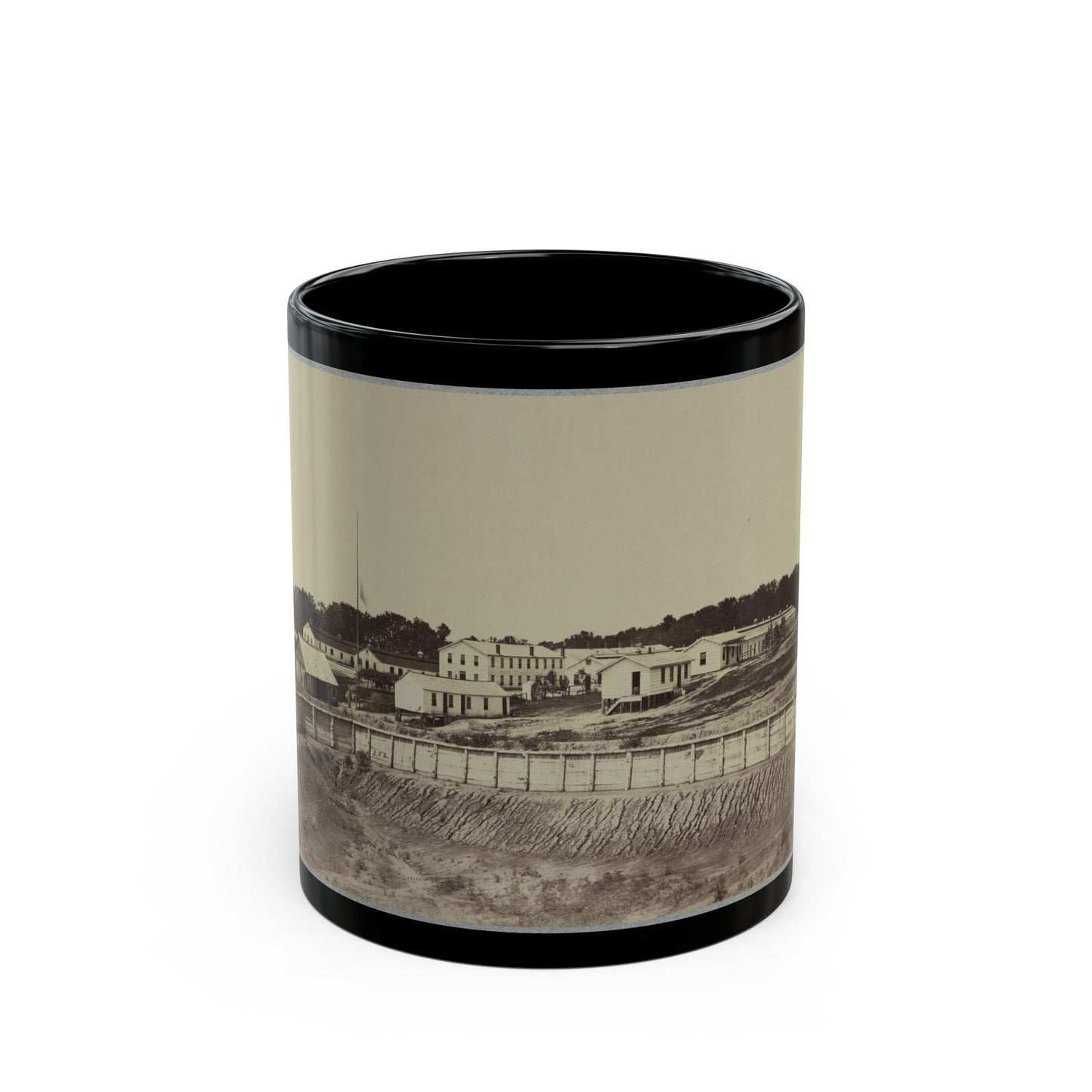 Barracks At Fort Carroll (U.S. Civil War) Black Coffee Mug-11oz-The Sticker Space