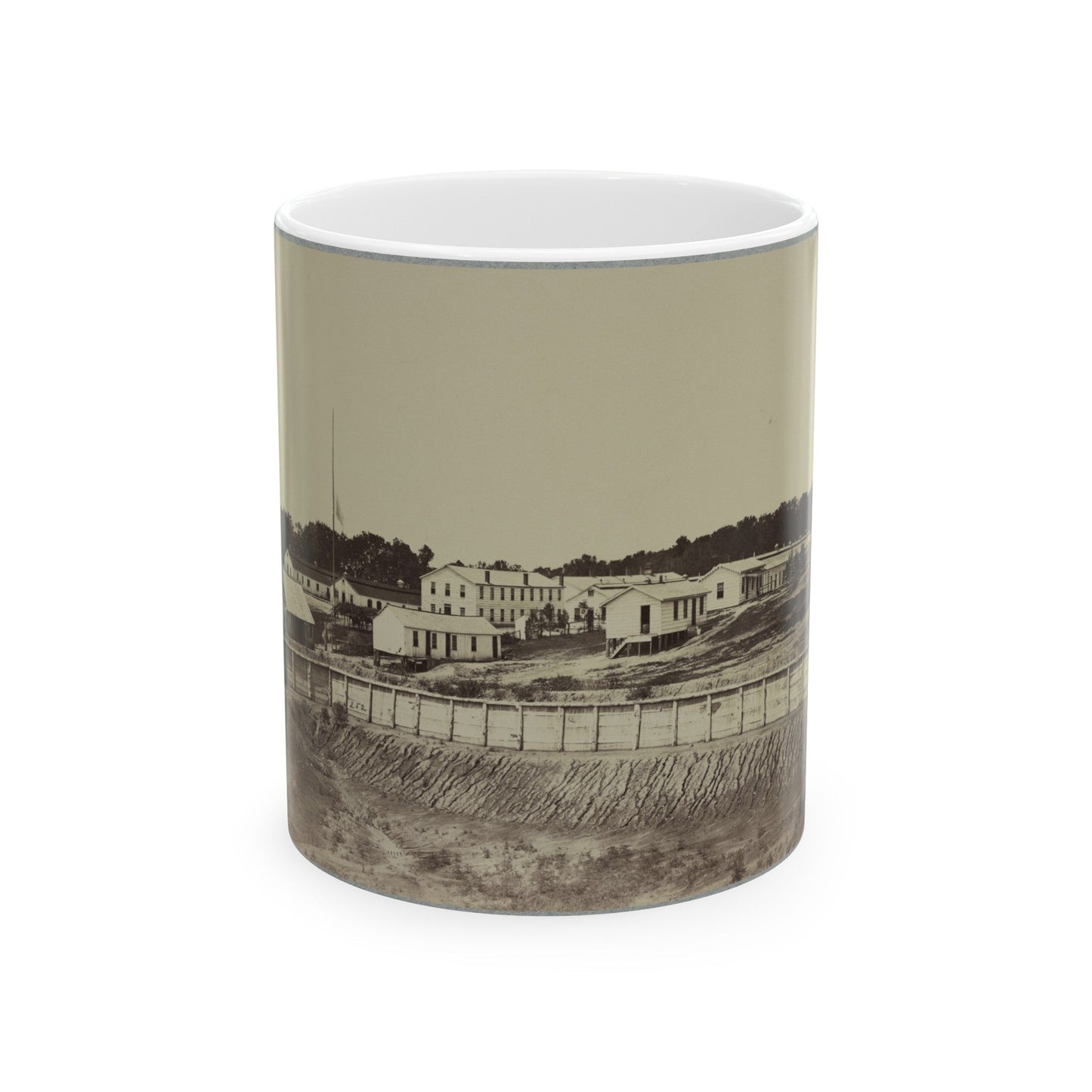 Barracks At Fort Carroll (U.S. Civil War) White Coffee Mug-11oz-The Sticker Space