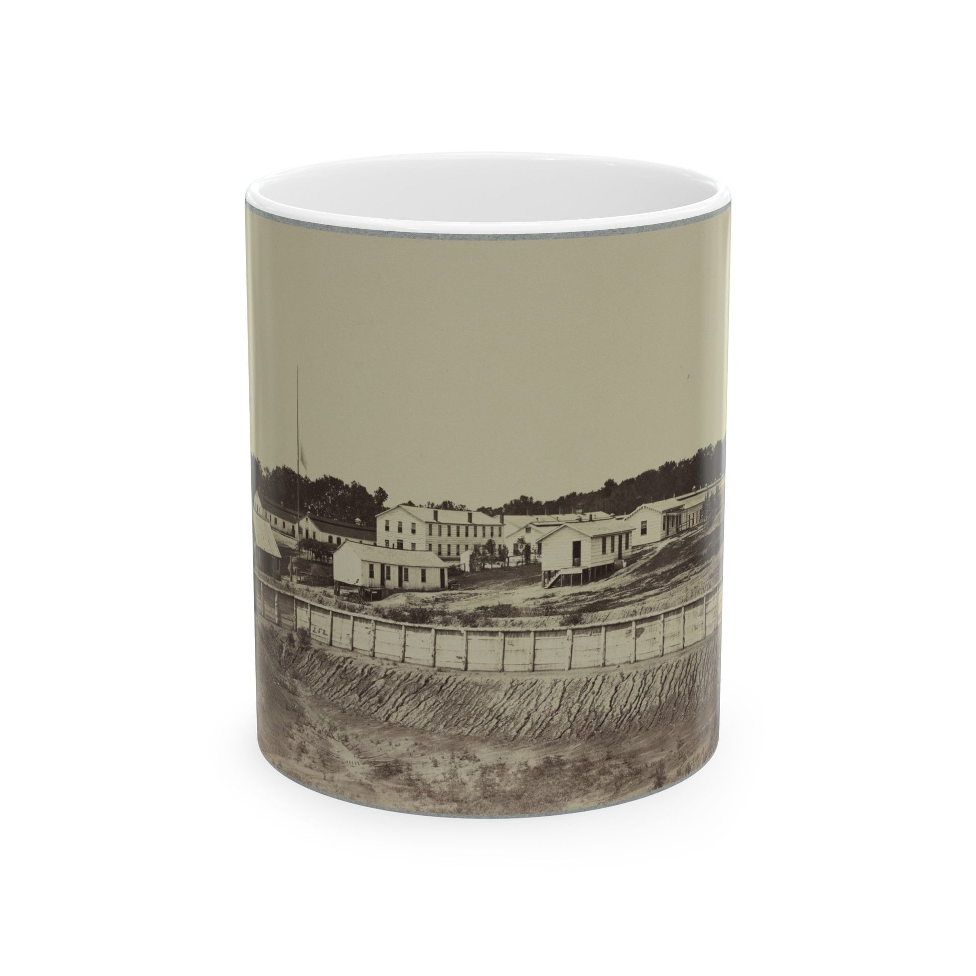 Barracks At Fort Carroll (U.S. Civil War) White Coffee Mug-11oz-The Sticker Space