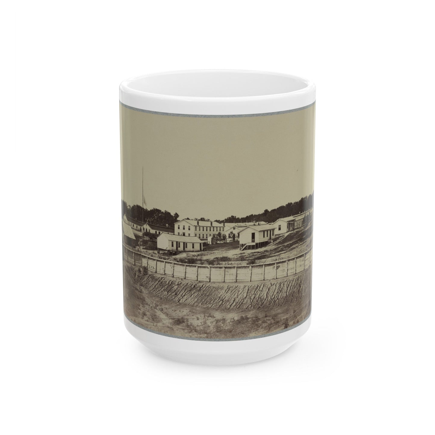 Barracks At Fort Carroll (U.S. Civil War) White Coffee Mug-15oz-The Sticker Space