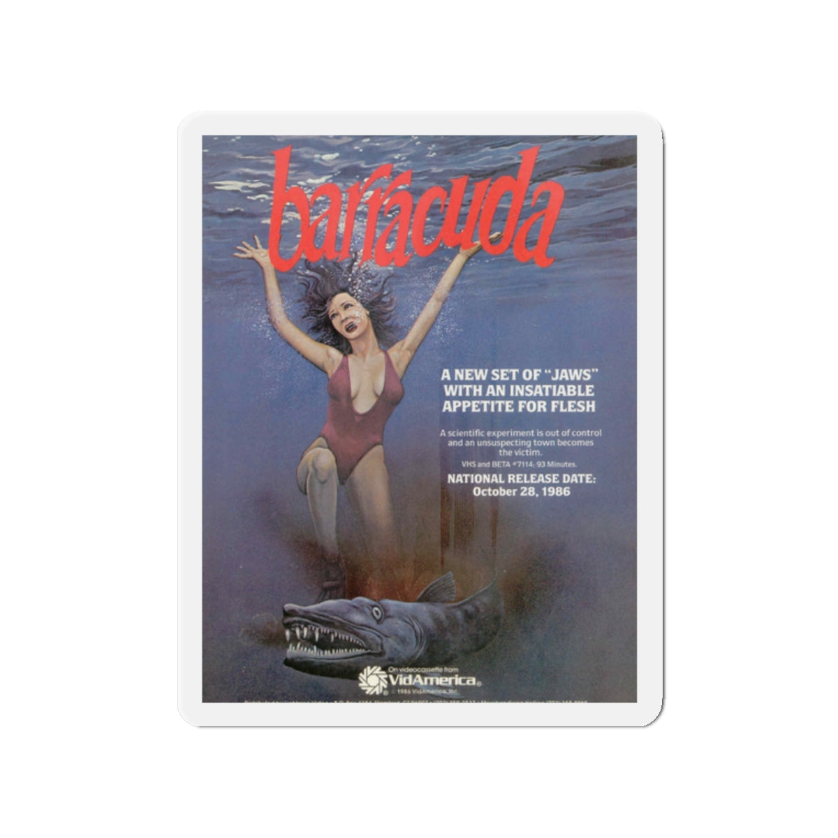 BARRACUDA 1978 Movie Poster - Die-Cut Magnet-2" x 2"-The Sticker Space