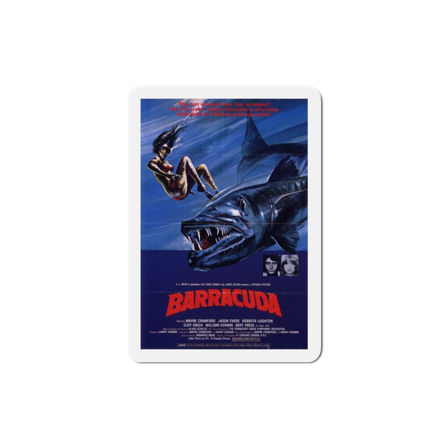 Barracuda 1978 Movie Poster Die-Cut Magnet-3 Inch-The Sticker Space