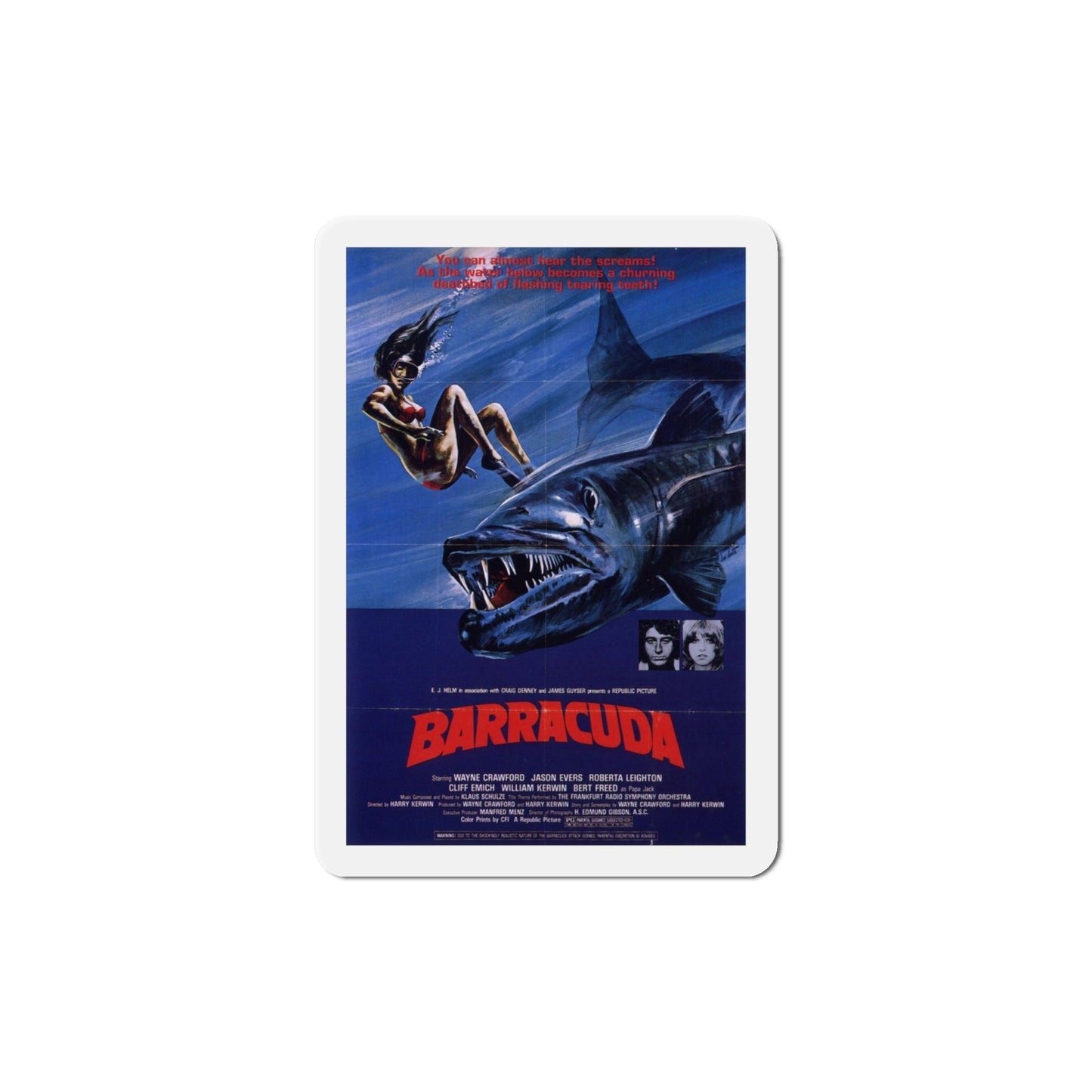 Barracuda 1978 Movie Poster Die-Cut Magnet-4 Inch-The Sticker Space