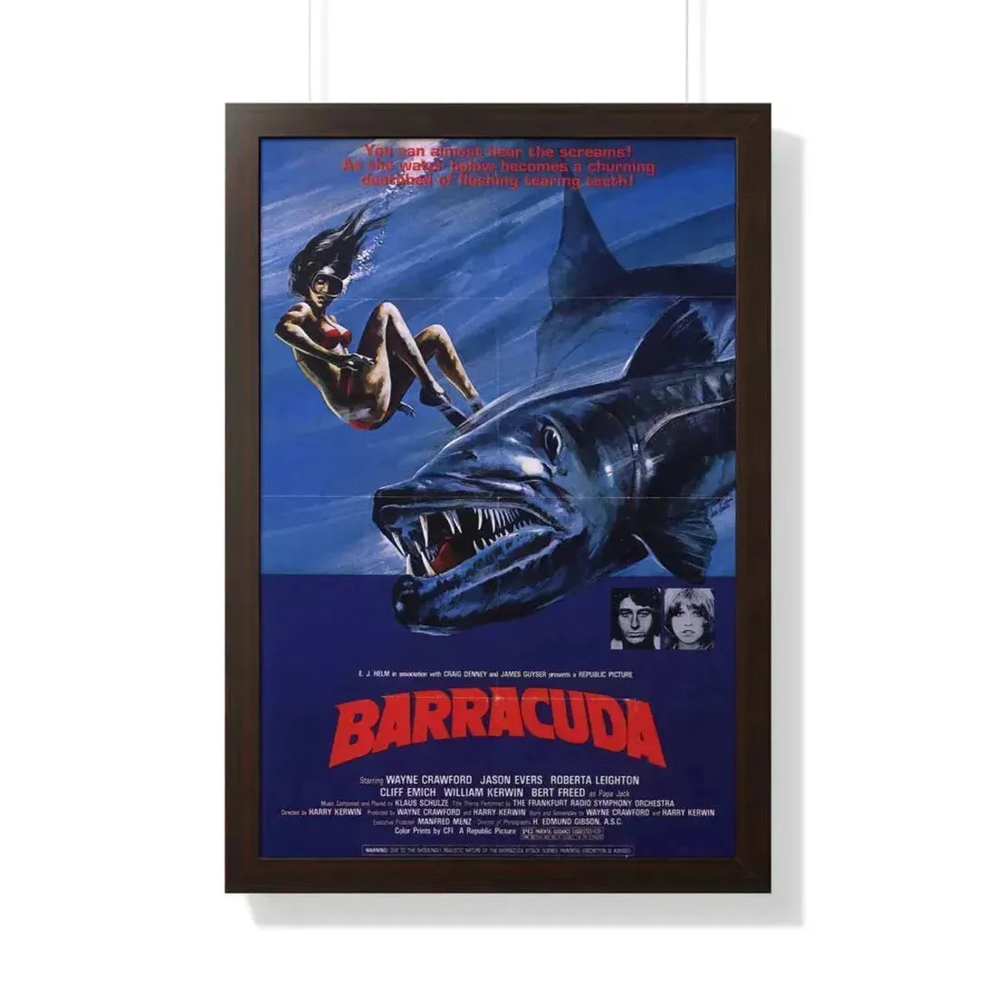 BARRACUDA (2) 1978 - Framed Movie Poster 20" x 30" Walnut - The Sticker Space