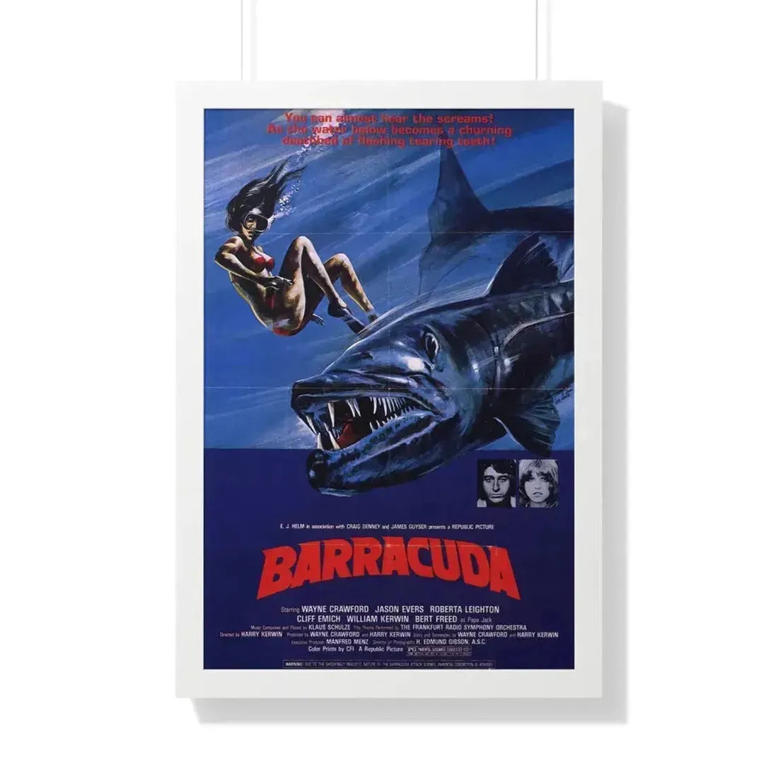 BARRACUDA (2) 1978 - Framed Movie Poster 20" x 30" White - The Sticker Space