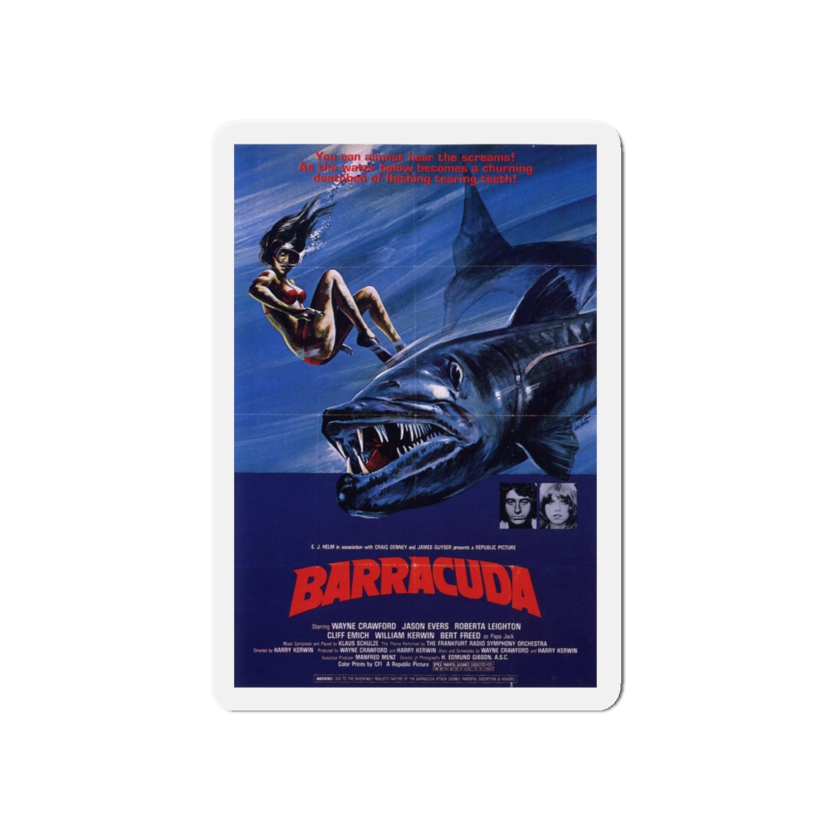 BARRACUDA (2) 1978 Movie Poster - Die-Cut Magnet-5" x 5"-The Sticker Space