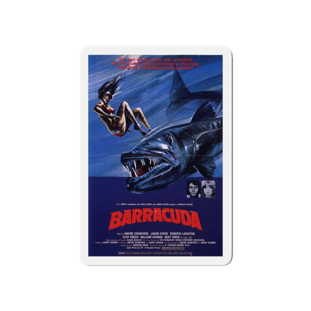 BARRACUDA (2) 1978 Movie Poster - Die-Cut Magnet-6 × 6"-The Sticker Space