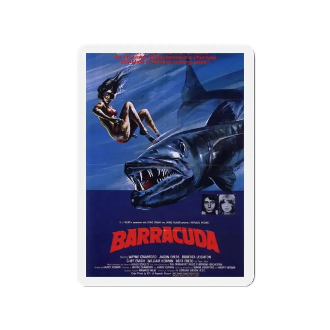 BARRACUDA (2) 1978 Movie Poster - Refrigerator Magnet 2 Inch - The Sticker Space