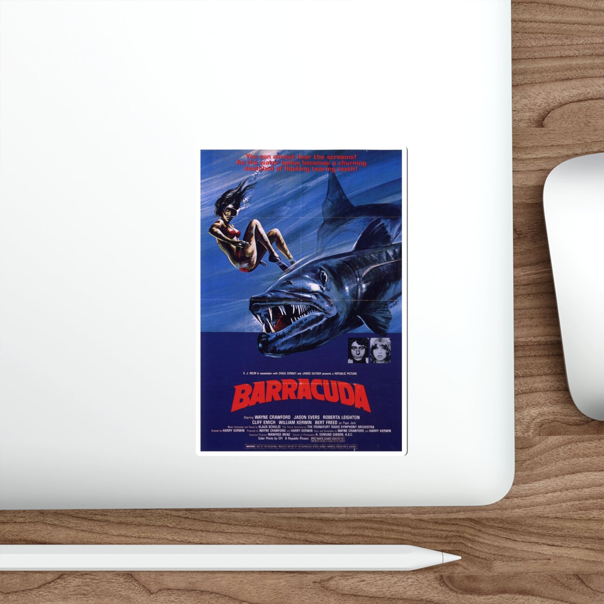 BARRACUDA (2) 1978 Movie Poster STICKER Vinyl Die-Cut Decal-The Sticker Space