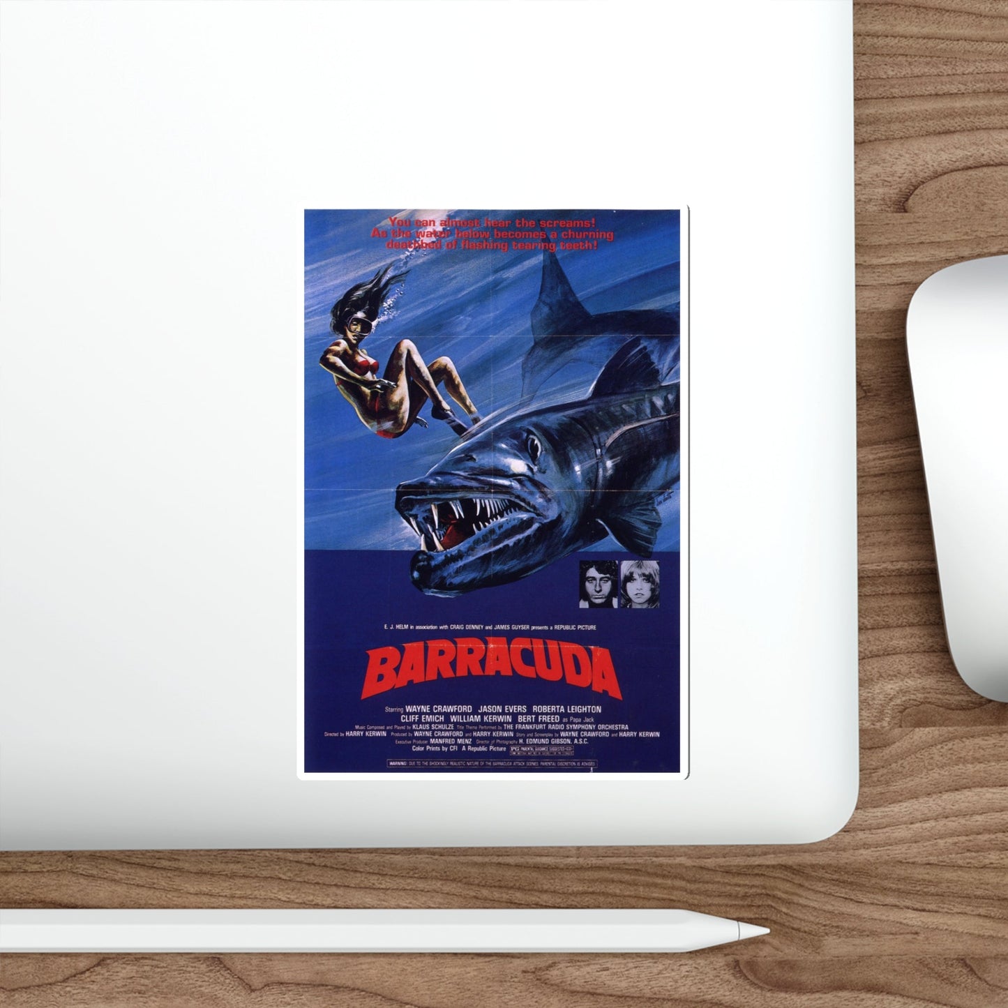 BARRACUDA (2) 1978 Movie Poster STICKER Vinyl Die-Cut Decal-The Sticker Space