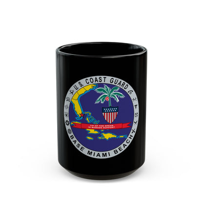 Base Miami Beach (U.S. Coast Guard) Black Coffee Mug-15oz-The Sticker Space