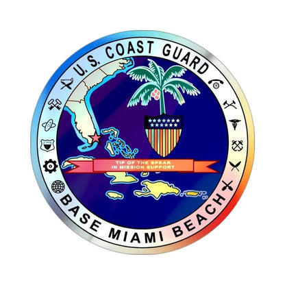 Base Miami Beach (U.S. Coast Guard) Holographic STICKER Die-Cut Vinyl Decal 2 Inch - The Sticker Space