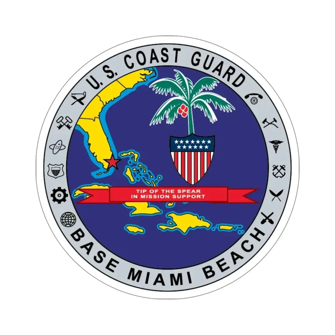 Base Miami Beach (U.S. Coast Guard) STICKER Vinyl Die-Cut Decal 6 Inch - The Sticker Space