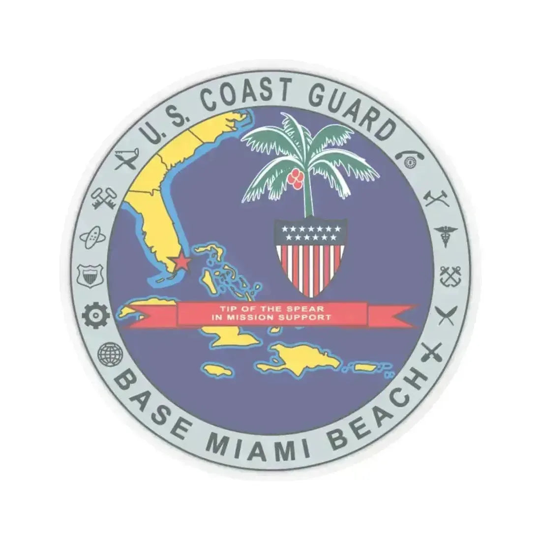 Base Miami Beach (U.S. Coast Guard) STICKER Vinyl Kiss-Cut Decal 4 Inch Transparent - The Sticker Space