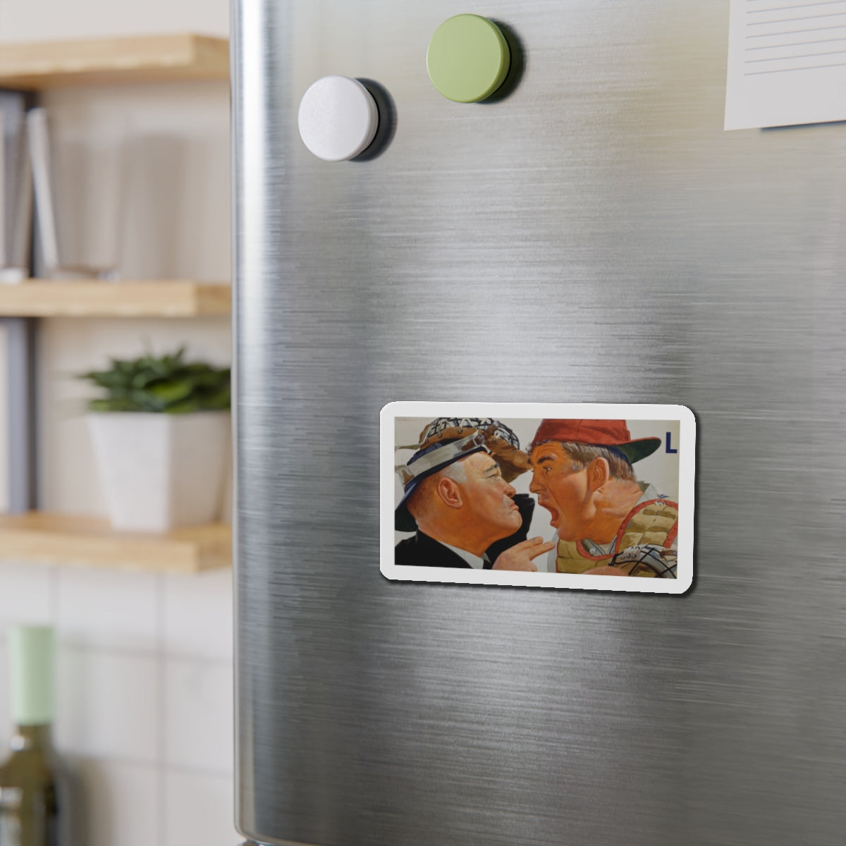 Baseball advertisement (Magazine Illustration) Refrigerator Magnet-The Sticker Space