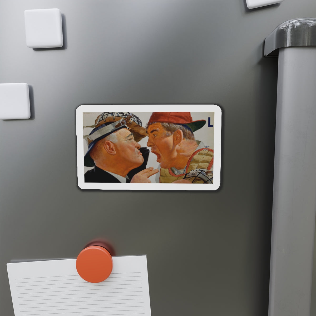 Baseball advertisement (Magazine Illustration) Refrigerator Magnet-The Sticker Space