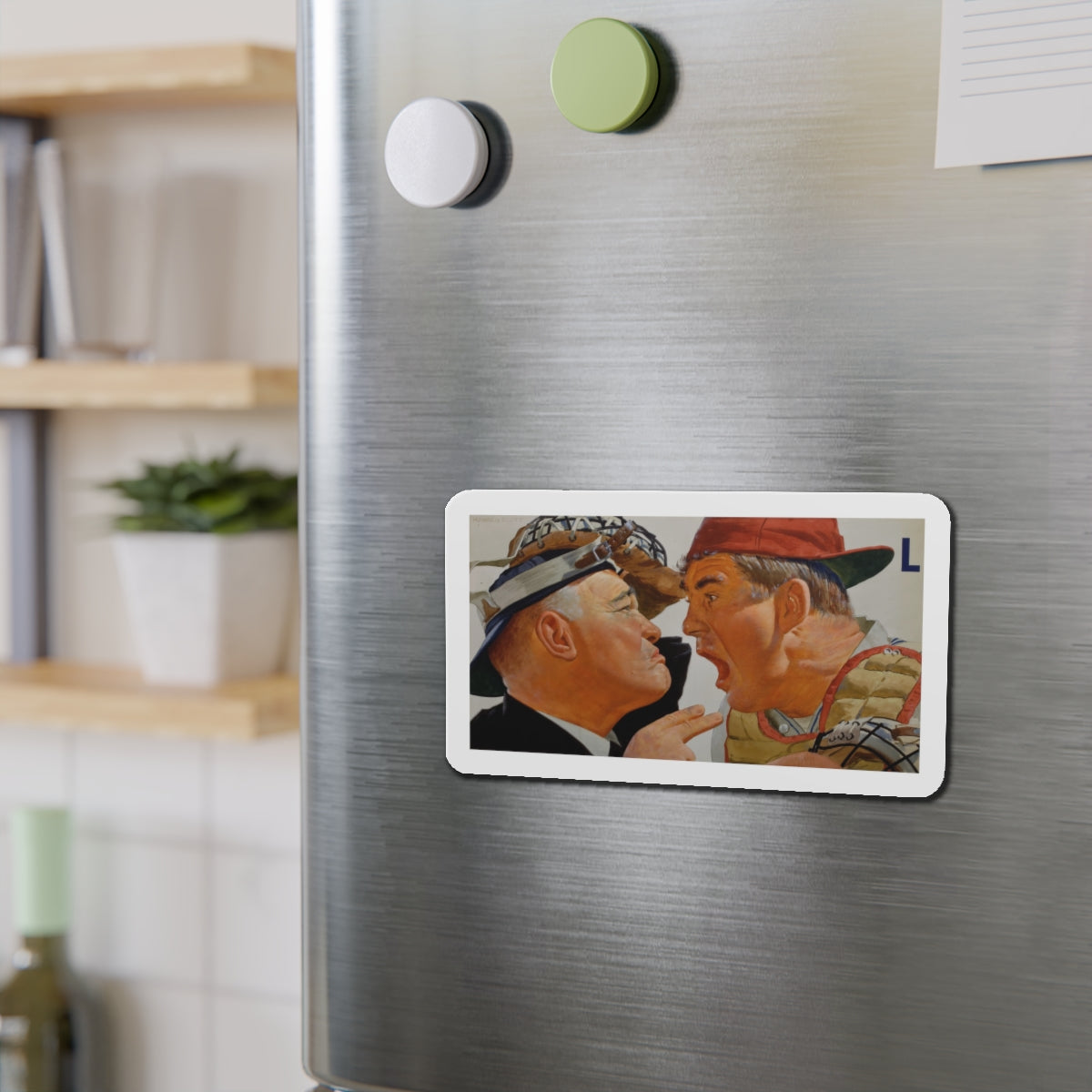 Baseball advertisement (Magazine Illustration) Refrigerator Magnet-The Sticker Space