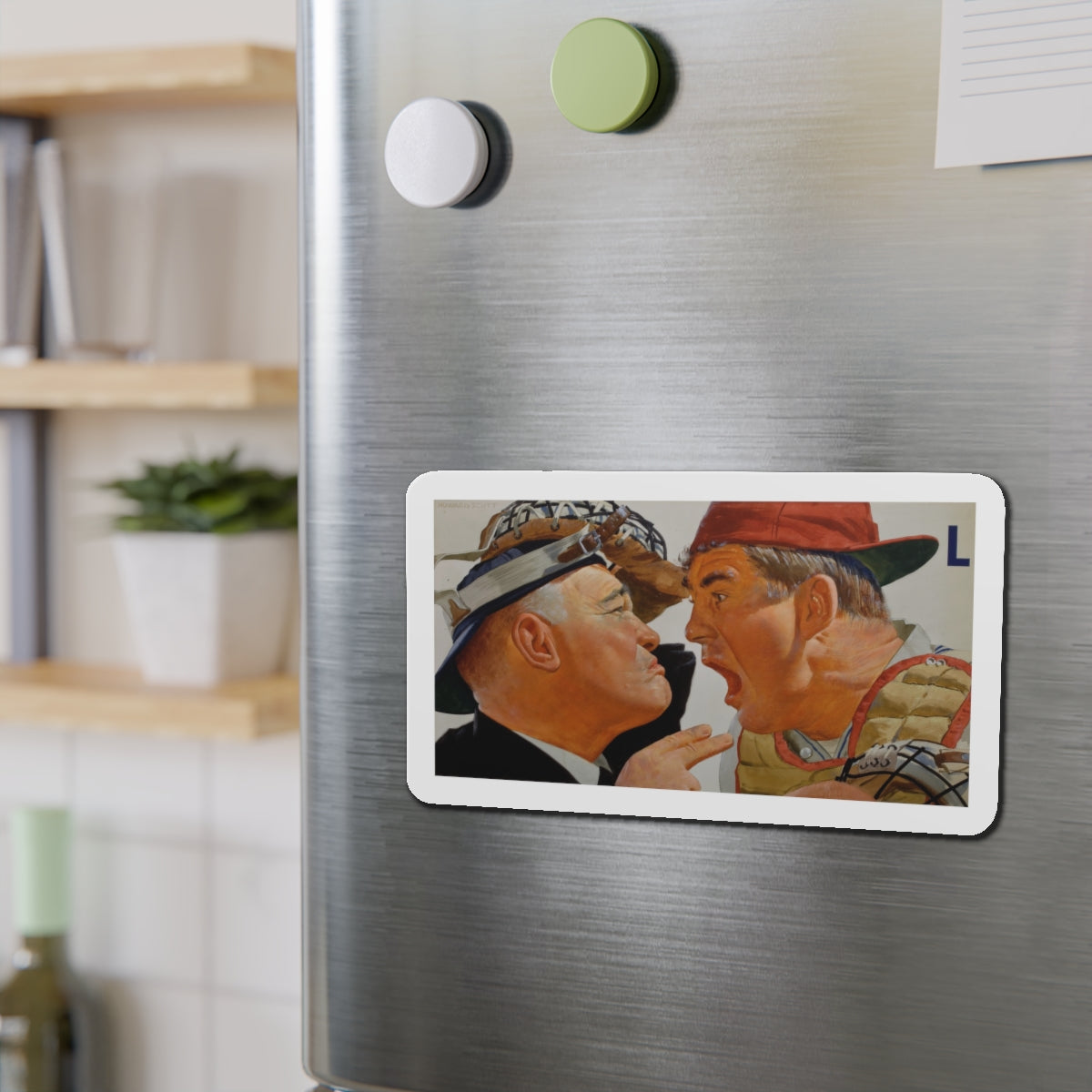 Baseball advertisement (Magazine Illustration) Refrigerator Magnet-The Sticker Space