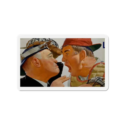 Baseball advertisement (Magazine Illustration) Refrigerator Magnet 2 Inch Die-Cut - The Sticker Space