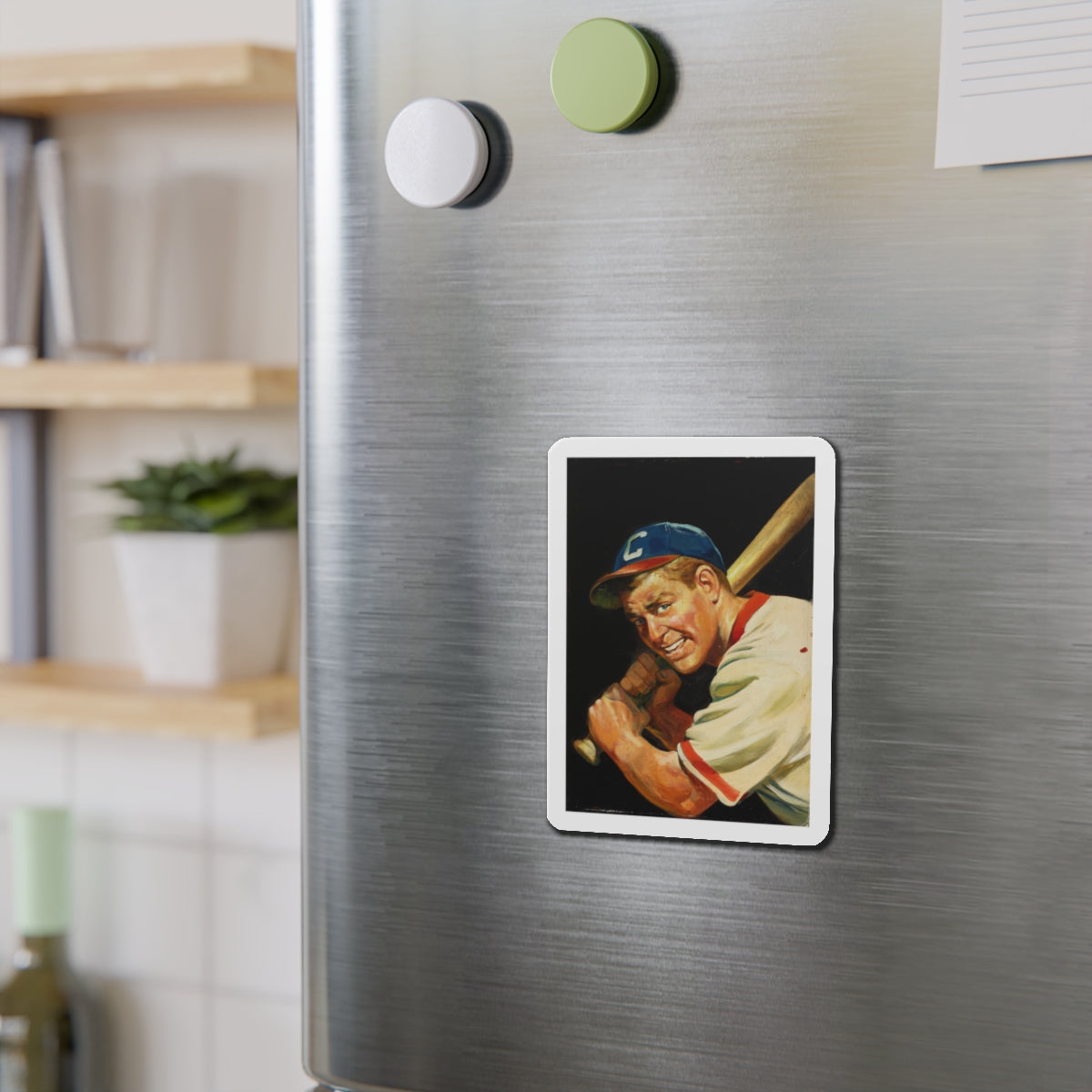 Baseball Batter (Magazine Illustration) Refrigerator Magnet-The Sticker Space