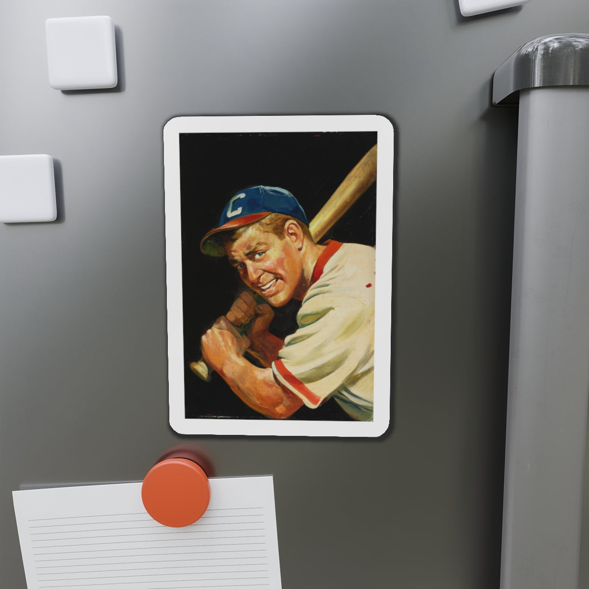 Baseball Batter (Magazine Illustration) Refrigerator Magnet-The Sticker Space