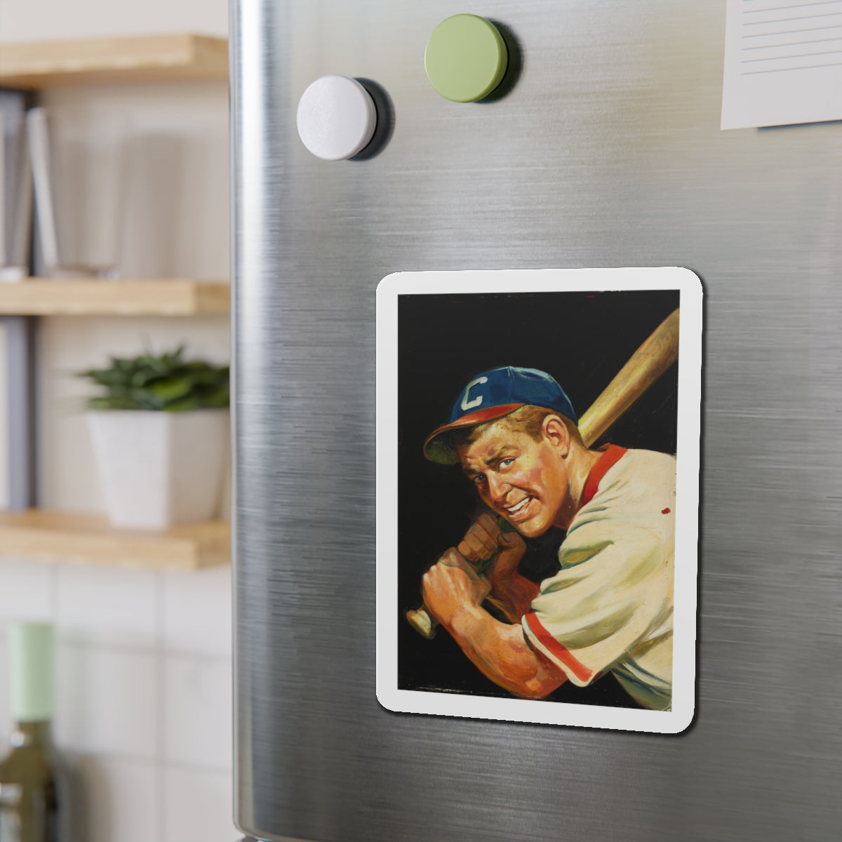 Baseball Batter (Magazine Illustration) Refrigerator Magnet-The Sticker Space