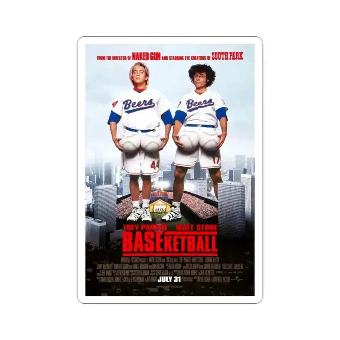 Baseketball 1998 Movie Poster STICKER Vinyl Die-Cut Decal 2 Inch - The Sticker Space