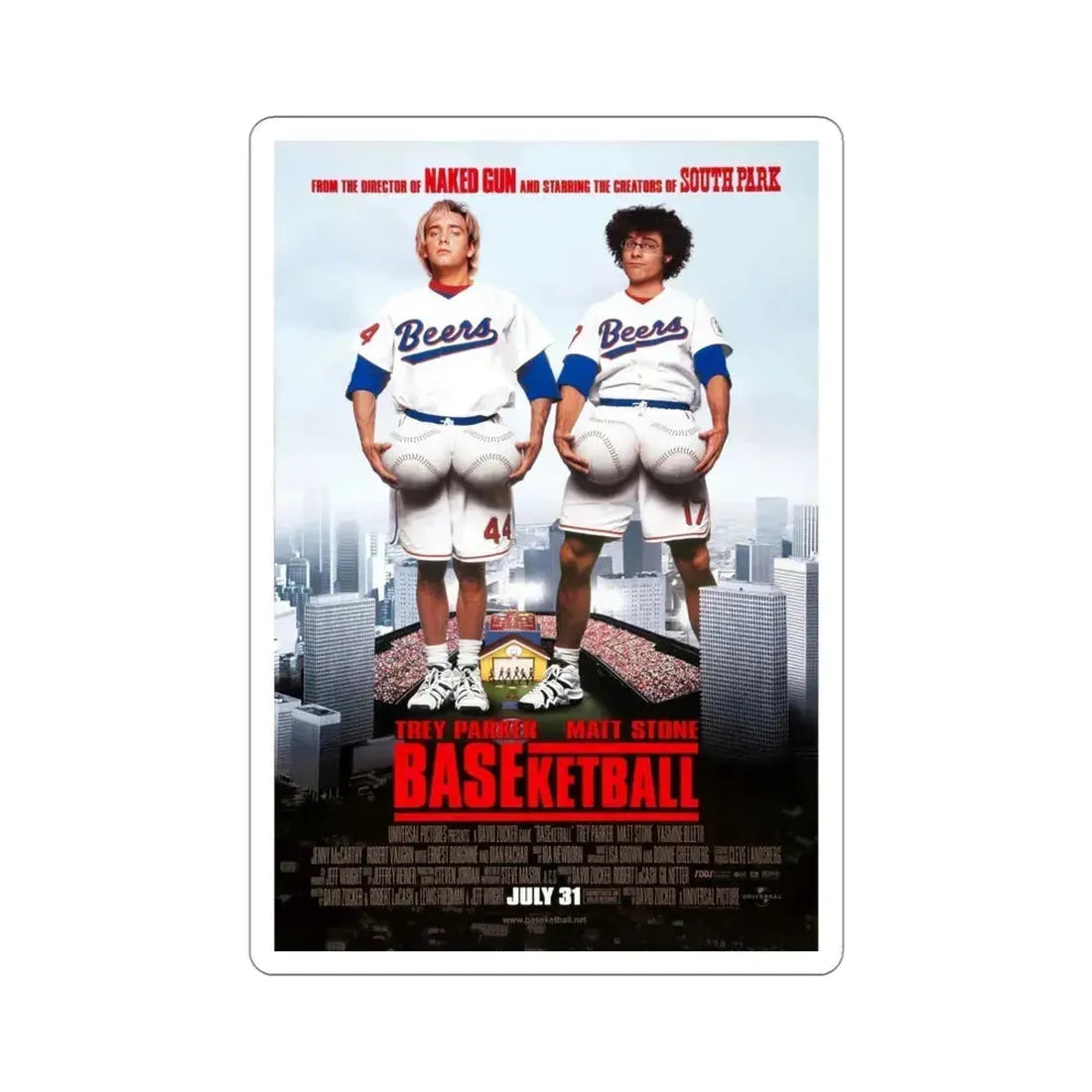 Baseketball 1998 Movie Poster STICKER Vinyl Die-Cut Decal 4 Inch - The Sticker Space