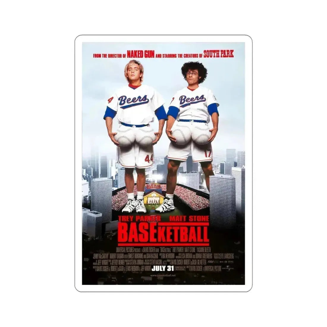 Baseketball 1998 Movie Poster STICKER Vinyl Die-Cut Decal 5 Inch - The Sticker Space