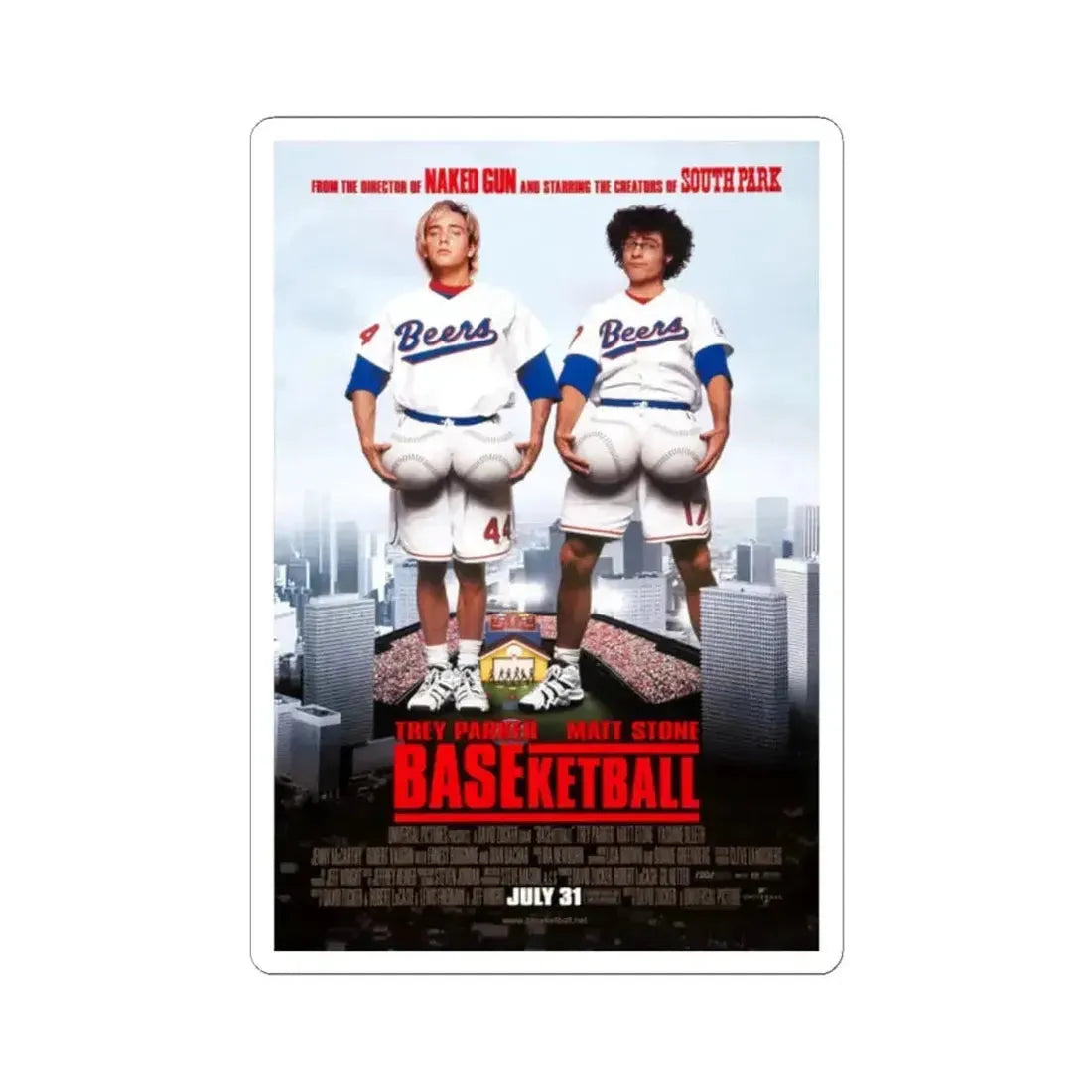 Baseketball 1998 Movie Poster - STICKER Vinyl Kiss-Cut Decal 2 Inch White - The Sticker Space