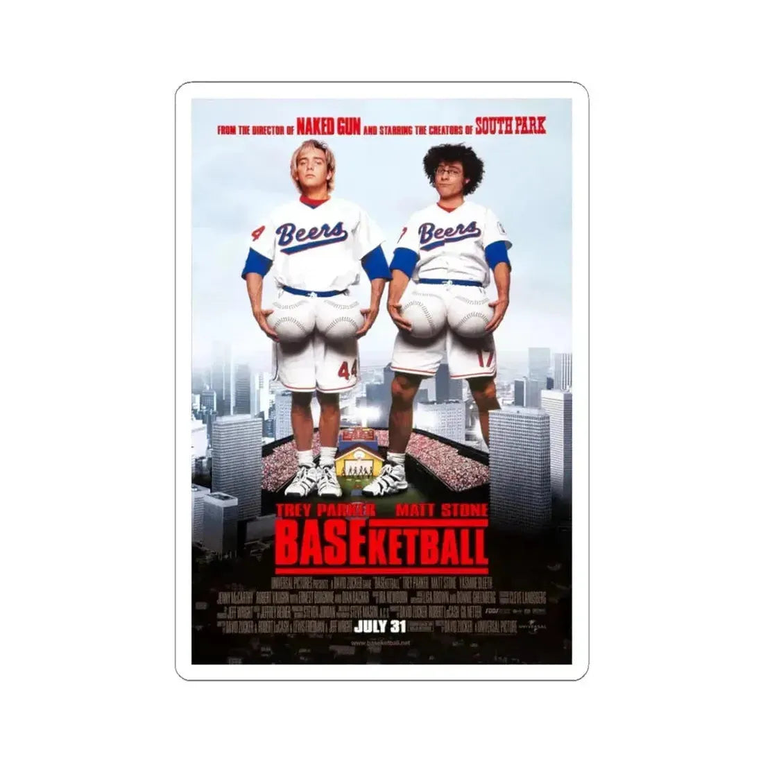 Baseketball 1998 Movie Poster - STICKER Vinyl Kiss-Cut Decal 3 Inch White - The Sticker Space