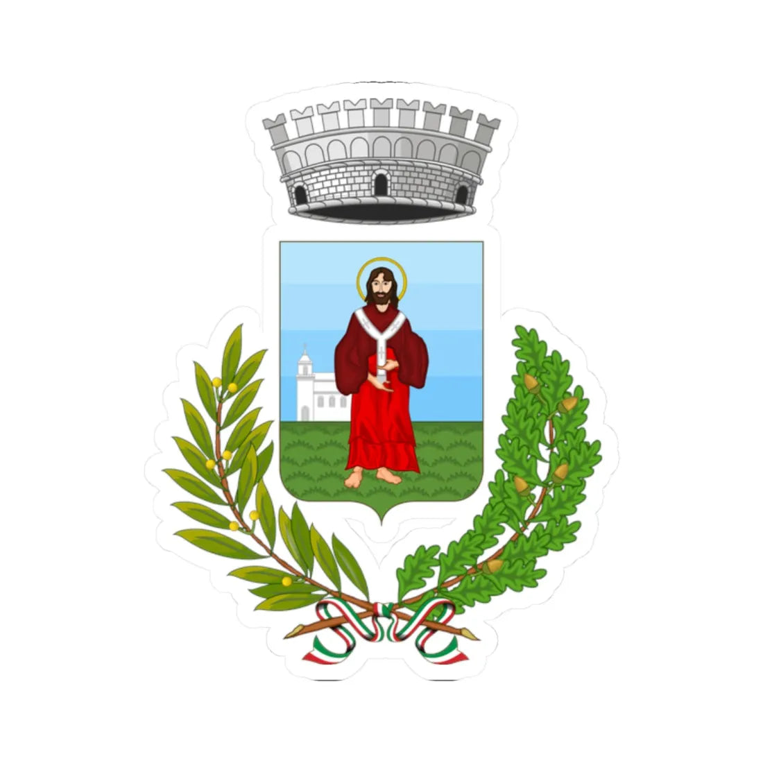 Basiano-Stemma (Italy) (Coat of Arms) STICKER Vinyl Kiss-Cut Decal 2 Inch White - The Sticker Space